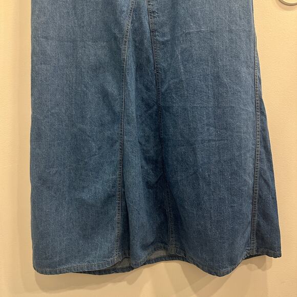VTG 70s Landlubber Denim Maxi Skirt High Waist Cottage Hippie Retro Boho Medium - Picture 9 of 11